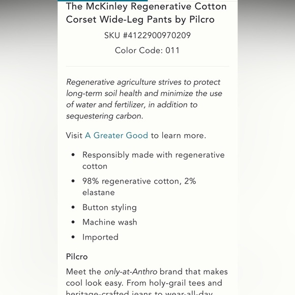 Anthropologie NWT Pilcro Corset Mid-Rise A-Line Wide-Leg Jeans size 26. - Picture 7 of 16